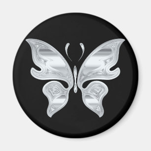 Aimant Papillon argenté