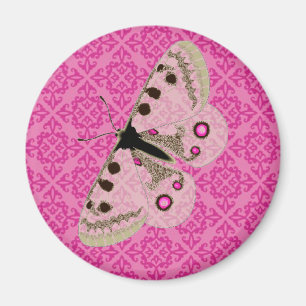 Aimant Papillon blanc sur rose