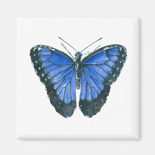 Aimant Papillon bleu Morpho aquarelle peinture