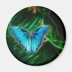 Aimant Papillon bleu Morpho électrique fractal