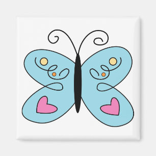 Aimant Papillon bleu Whimsical avec ailes du coeur