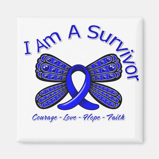 Aimant Papillon Cancer du côlon Je Suis Un Survivant (Devant)