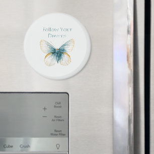 Aimant Papillon crème bleu joli