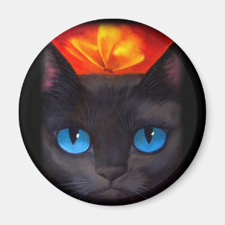 Aimant Papillon de chat noir Peinture Art - Multi