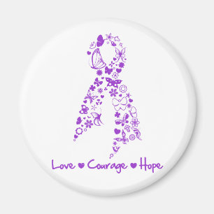 Aimant Papillon d'espoir de courage d'amour - Cancer