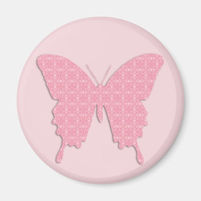 Aimant Papillon en papier peint - rose clair (Devant)