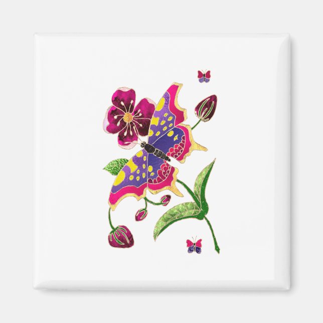 Aimant papillon en verre tendu (Devant)