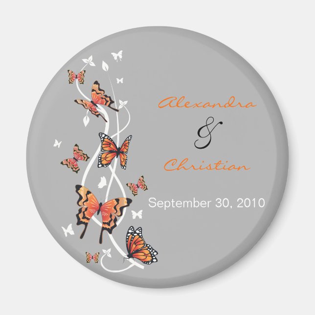 Aimant Papillon Enregistrer le Faire-part Mariage Date (Devant)