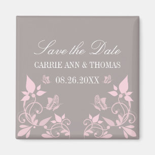 Aimant Papillon floral Enregistrer l'aimant de date, rose