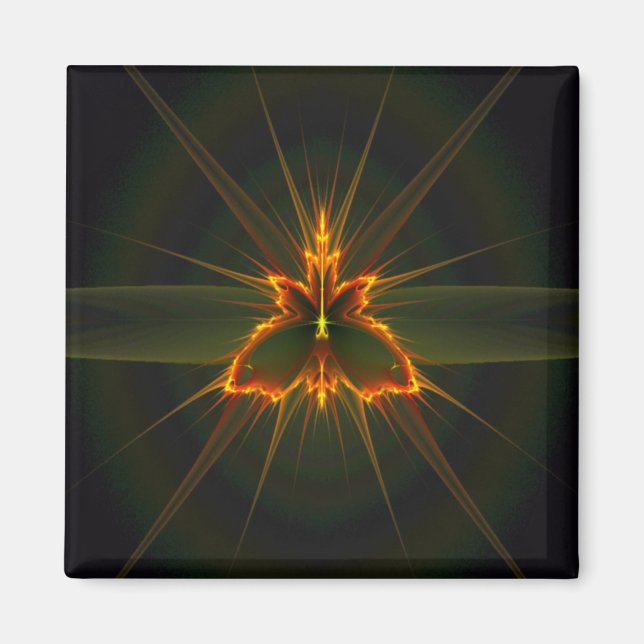 Aimant Papillon fractal sur l'aimant Arrière - plan noir (Devant)