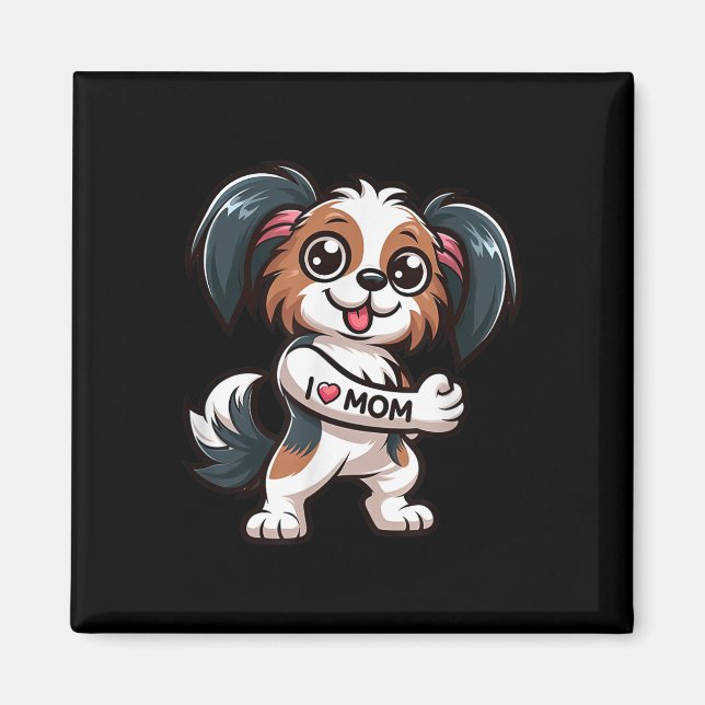 Aimant Papillon I Love Maman Funny Chien Tattoo (Devant)