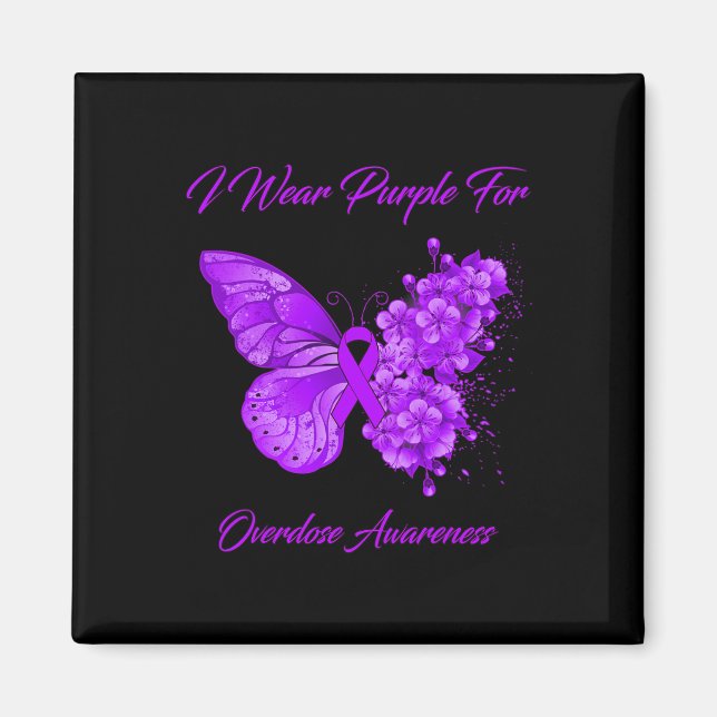Aimant Papillon Je Porte Le Violet Pour La Sensibilisatio (Devant)