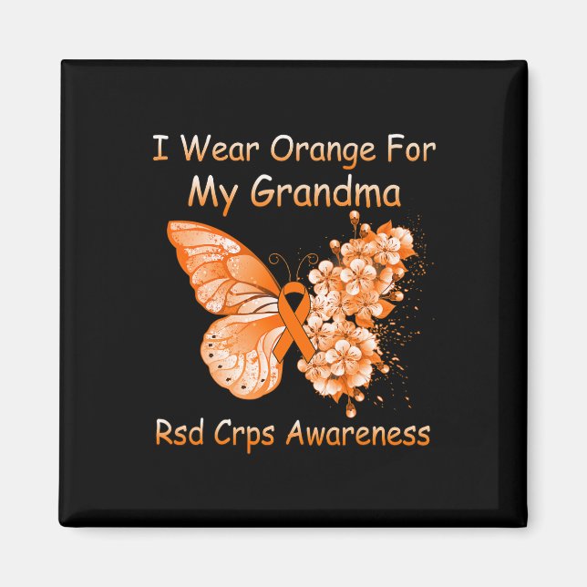 Aimant Papillon Je Porte Orange Pour Mon Grand-Mère RSD C (Devant)