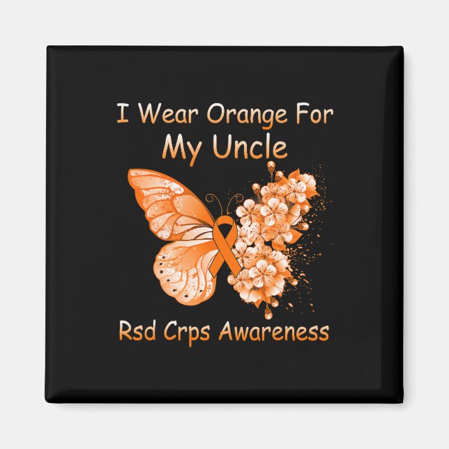 Aimant Papillon Je Porte Orange Pour Mon Oncle Rsd Crps A (Devant)