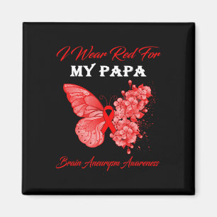Aimant Papillon Je Porte Rouge Pour Mon Papa Cerveau Aneu