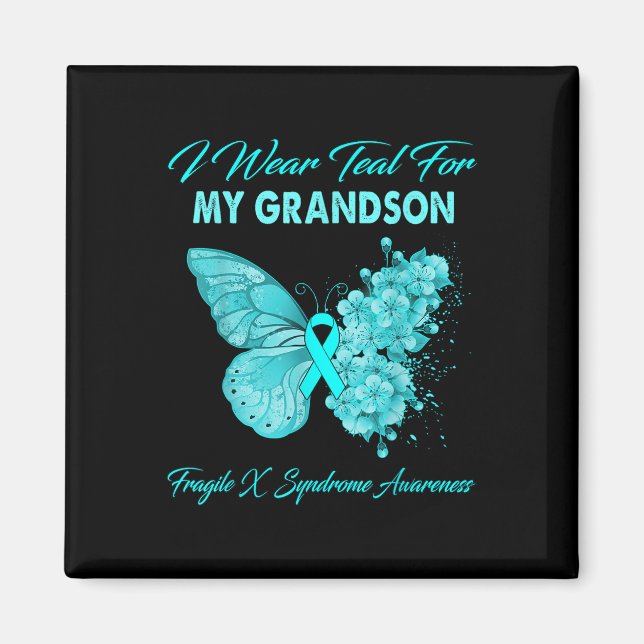 Aimant Papillon Je Porte Turquoise Pour Mon Petit-Fils Fr (Devant)