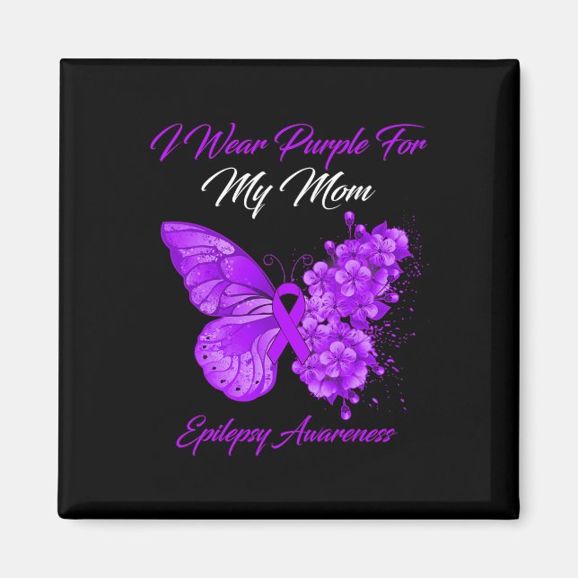 Aimant Papillon Je Porte Violet Pour Ma Mère Épilepsie (Devant)