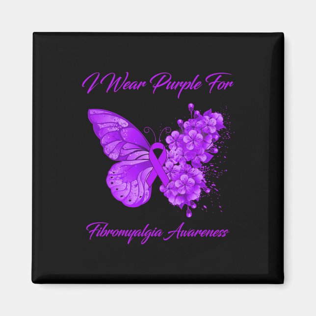 Aimant Papillon Je Porte Violet Pour Sensibiliser À La Fi (Devant)
