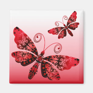 Aimant "Papillon majestueux" (rouge) par Cheryl Daniels
