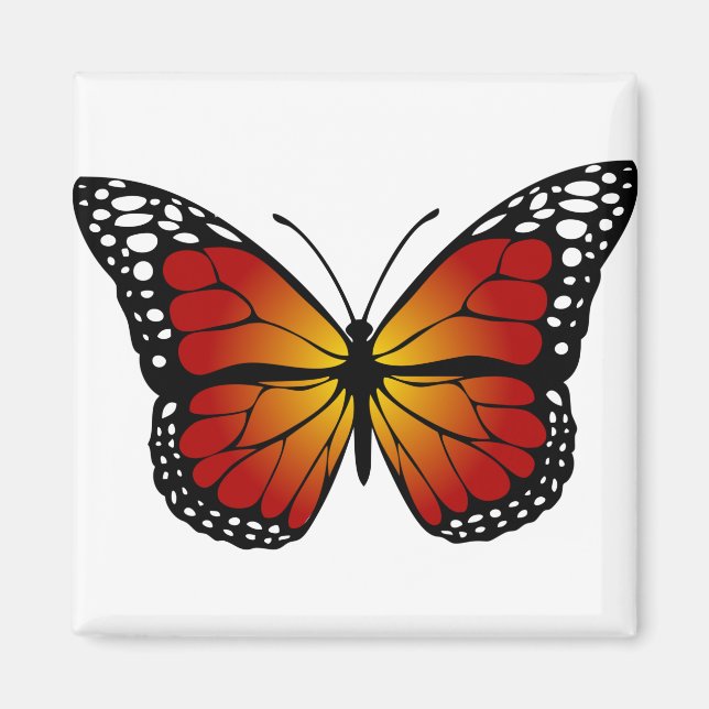 Aimant Papillon Monarque Abstraite ligne artistique (Devant)