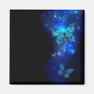 Aimant Papillon Morpho sur fond sombre