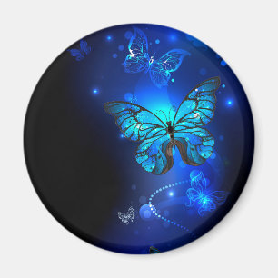 Aimant Papillon Morpho sur fond sombre