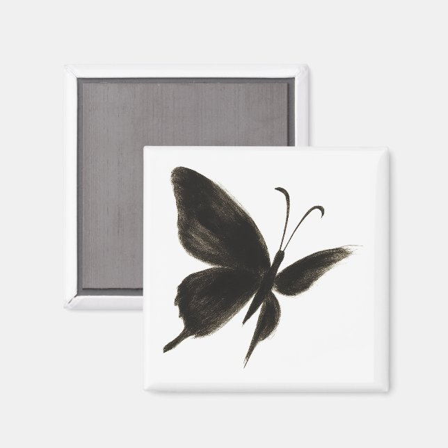 Aimant Papillon noir - Elégante conception ailée sur (Recto/Verso)