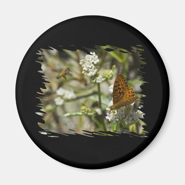 Aimant Papillon orange et abeille (Devant)