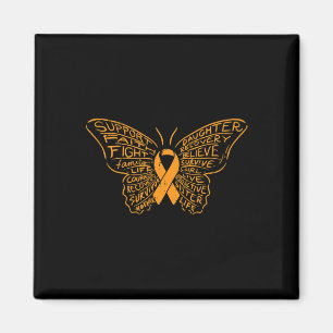 Aimant Papillon Orange Ruban Cancer Leucémie Sensibilisat