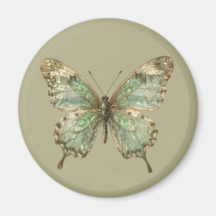 Aimant Papillon Orné aux Ailes à Motif de Feuille