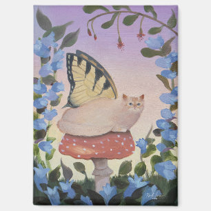 Aimant Papillon Papillon Chat sur Champignon