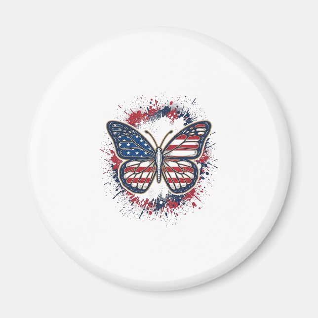 Aimant Papillon Patriotique Gravure Vintage Vector Design (Devant)