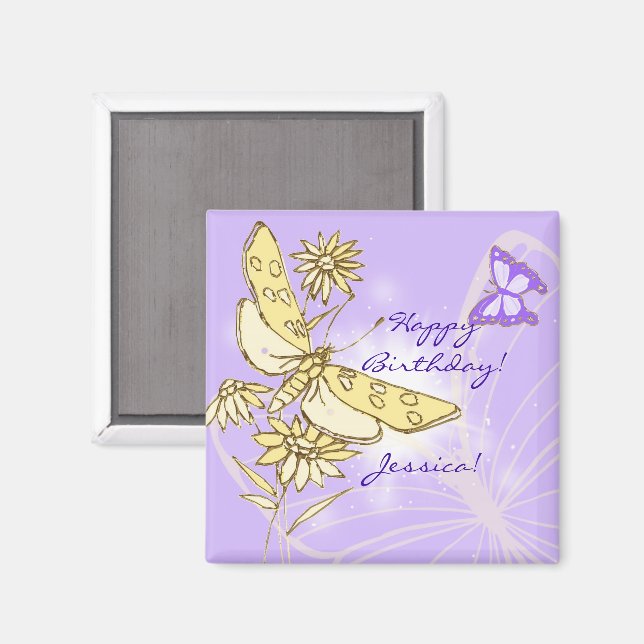 Aimant Papillon pêche pourpre  (Recto/Verso)