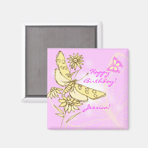 Aimant Papillon Rose Pêche