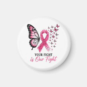 Aimant Papillon Ruban Rose de Sensibilisation au Cancer d