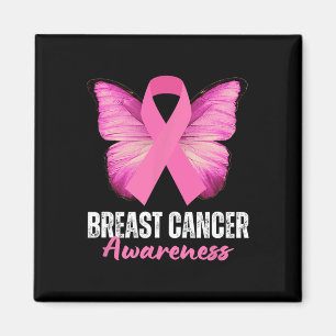 Aimant Papillon Ruban Rose Sensibilisation au Cancer 