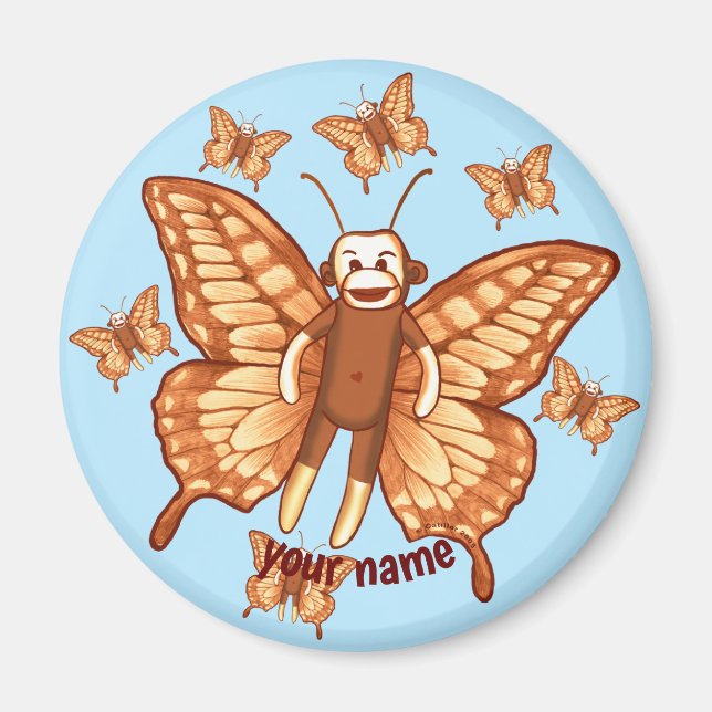 Aimant Papillon Singe Chaussette  (Devant)