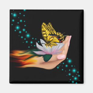 Aimant Papillon sur Lotus Bloom