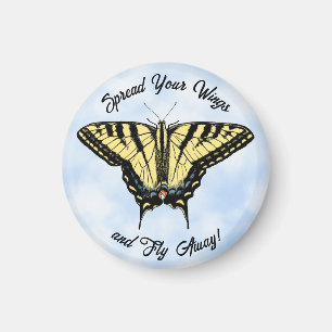 Aimant Papillon Swallowtail Jaune Ciel Bleu Personnalisé