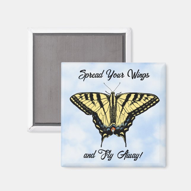 Aimant Papillon Swallowtail Jaune Ciel Bleu Personnaliser (Recto/Verso)