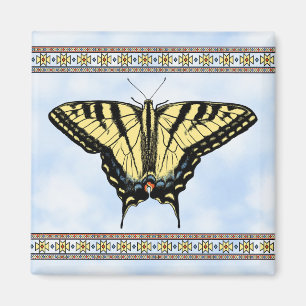 Aimant Papillon Swallowtail Jaune Sud-Ouest Ciel Bleu