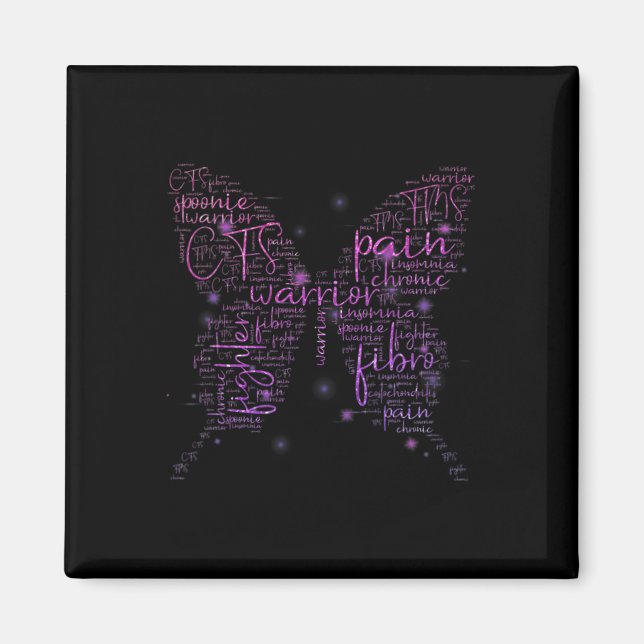 Aimant Papillon violet Fibro Mot de sensibilisation du gu (Devant)