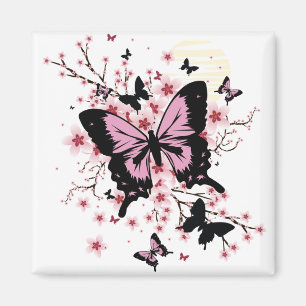 Aimant Papillons aux fleurs de cerisier
