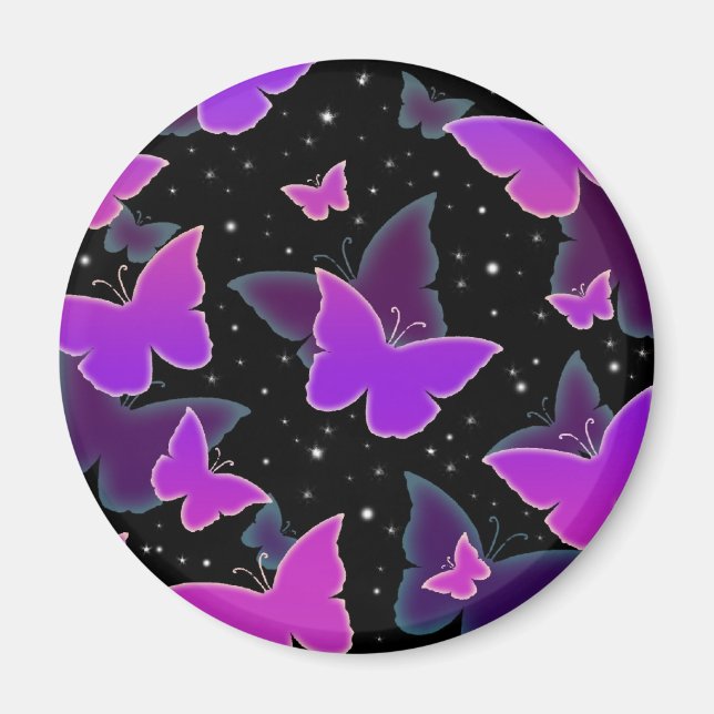 Aimant Papillons cosmiques en pourpre (Devant)