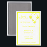 Aimant Papillons de couleur jaune Mariage de conception c<br><div class="desc">Mariage enregistrer la date magnétique papillon conception du coeur. Customisez ce mariage de couleur jaune enregistrez l'aimant de date avec vos détails mariages. Si vous avez besoin d'aide pour vous customiser, contactez-nous via le lien de cette page. Papillon de couleur jaune et conception du coeur mariage personnalisé enregistrer la date...</div>