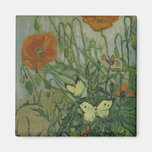 Aimant Papillons et Pavots par Vincent van Gogh (Devant)