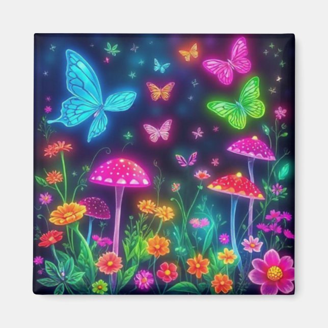 Aimant Papillons Fleurs et Champignons-Fairycore (Devant)