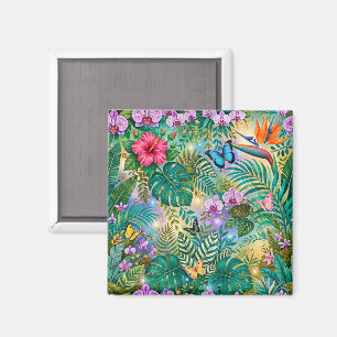 Aimant Papillons Fleurs Fantaisie Jungle Enjouée