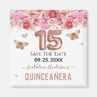 Papillons floraux Quinceañera rose Enregistrer la 