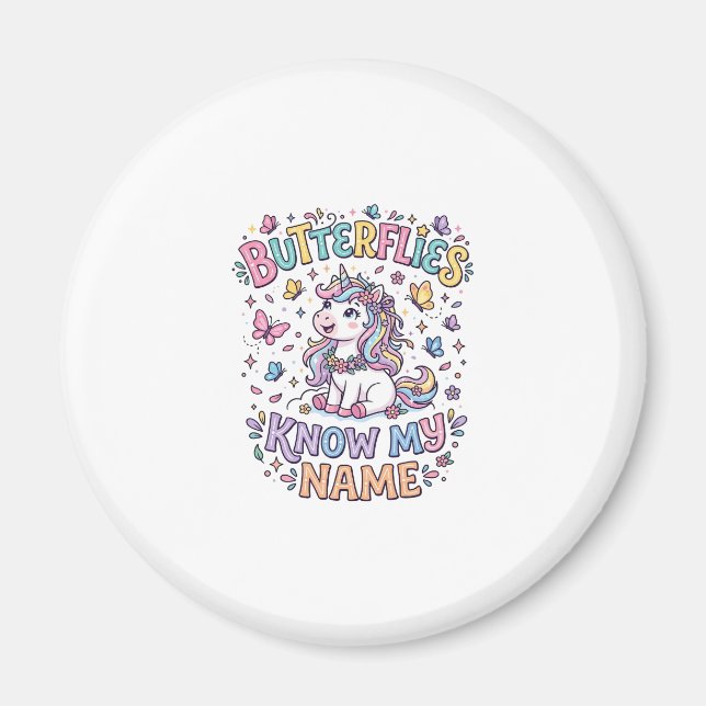 Aimant Papillons Licorne Connaissent Mon Nom Charmant Art (Devant)